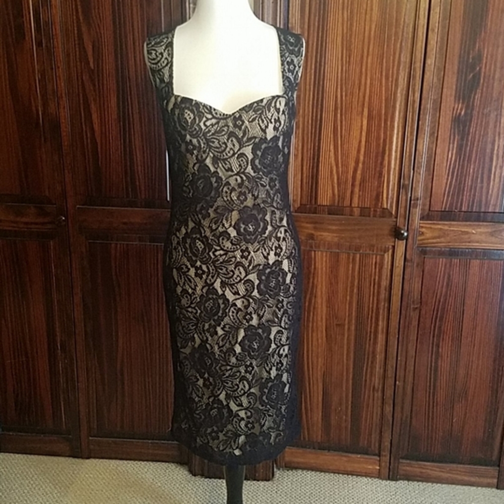 Necessary Clothing Black Lace Sleeveless Dress with Sweetheart Neckline